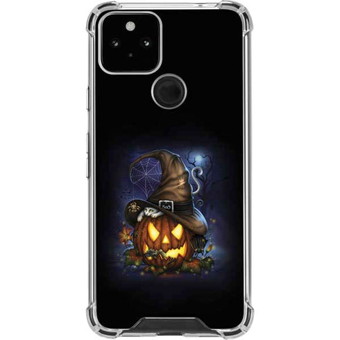 Halloween Cat and Jack O Lantern Pumpkin by Sarah Richter Google Pixel 5 Clear Case
